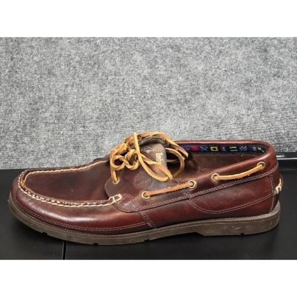 Timberland Earthkeepers Mens 11.5‎ Dark Brown Leather Boat Shoes Loafers Casual